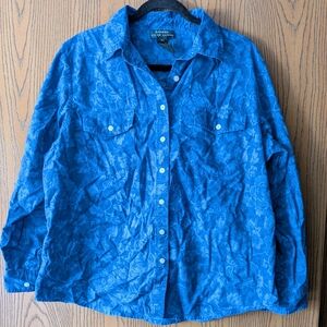 Lauren Blue Floral Button Up | 1X